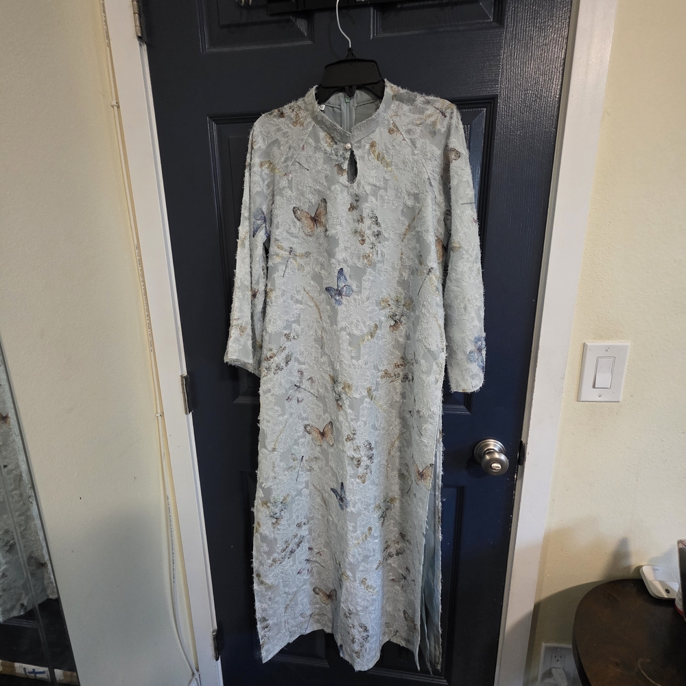 Chic Asymmetrical Dress with Butterfly Motif